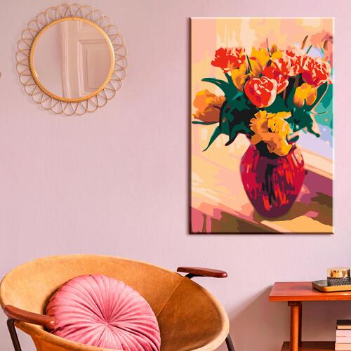 Mal selv billede - Tulips in Red Vase 40 x 60 cm