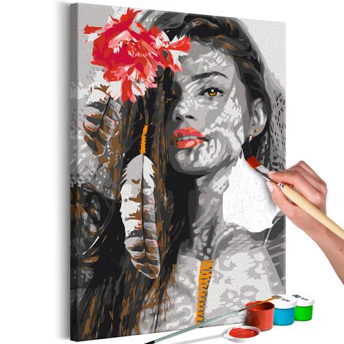 Mal selv billede - Woman With Feather 40 x 60 cm