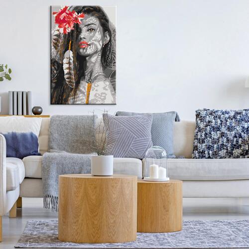 Mal selv billede - Woman With Feather 40 x 60 cm