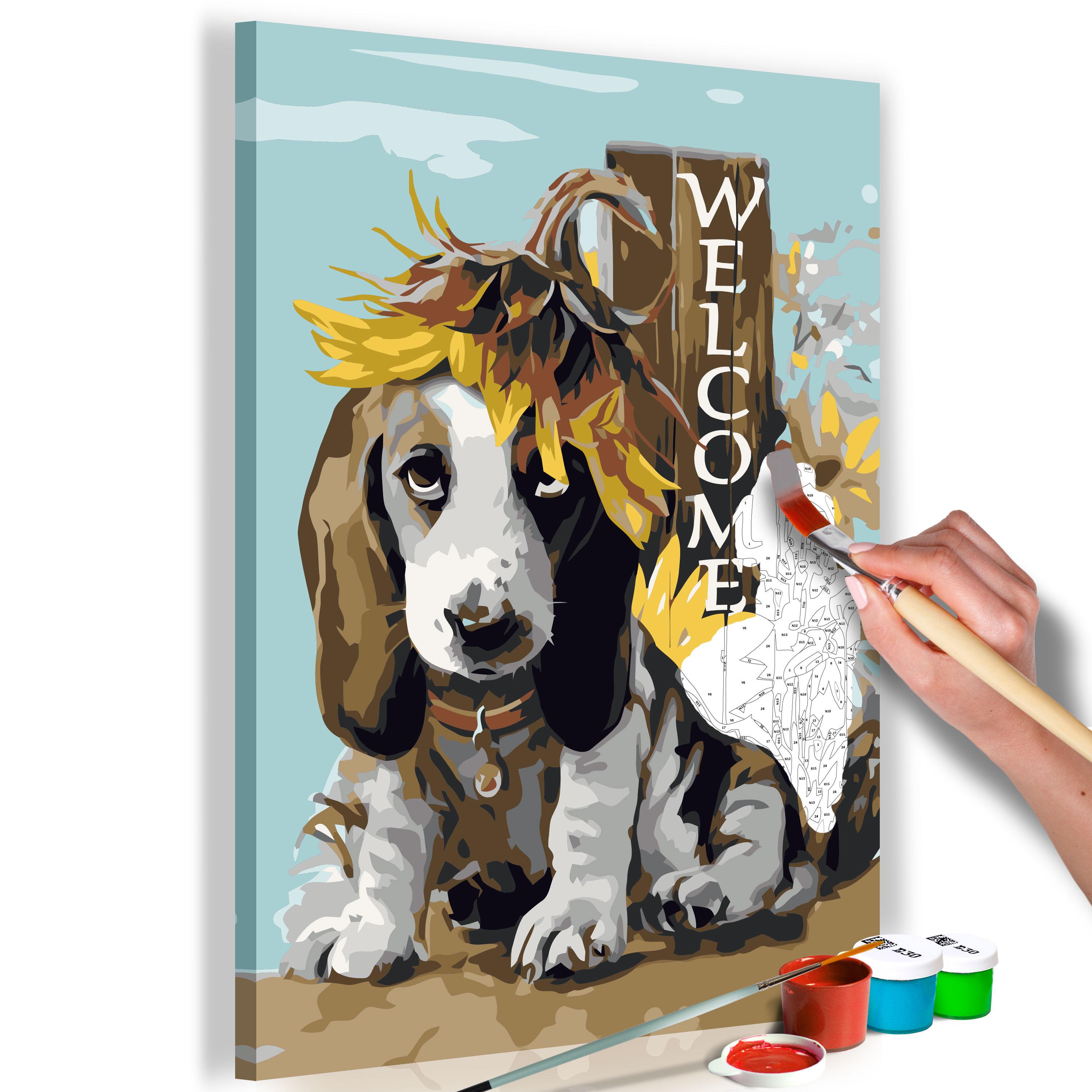 Mal selv billede - Dog and Sunflowers 40 x 60 cm