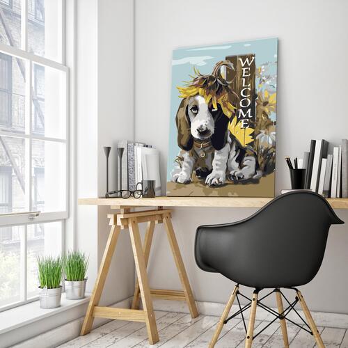 Mal selv billede - Dog and Sunflowers 40 x 60 cm