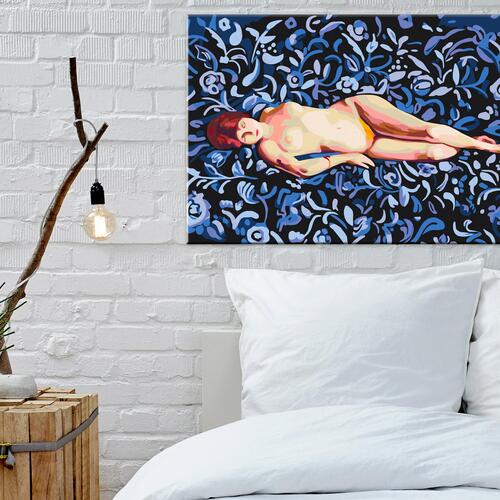Mal selv billede - Nude on a Blue Background 60 x 40 cm