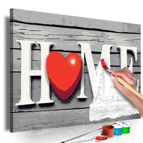 Mal selv billede - Home with Red Heart 60 x 40 cm