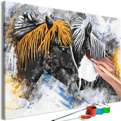 Mal selv billede - Black and Yellow Horses 60 x 40 cm