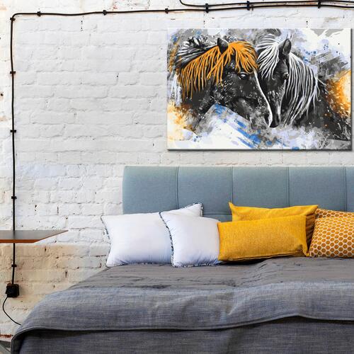 Mal selv billede - Black and Yellow Horses 60 x 40 cm