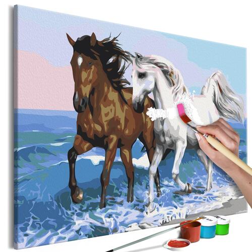 Mal selv billede - Horses at the Seaside 60 x 40 cm