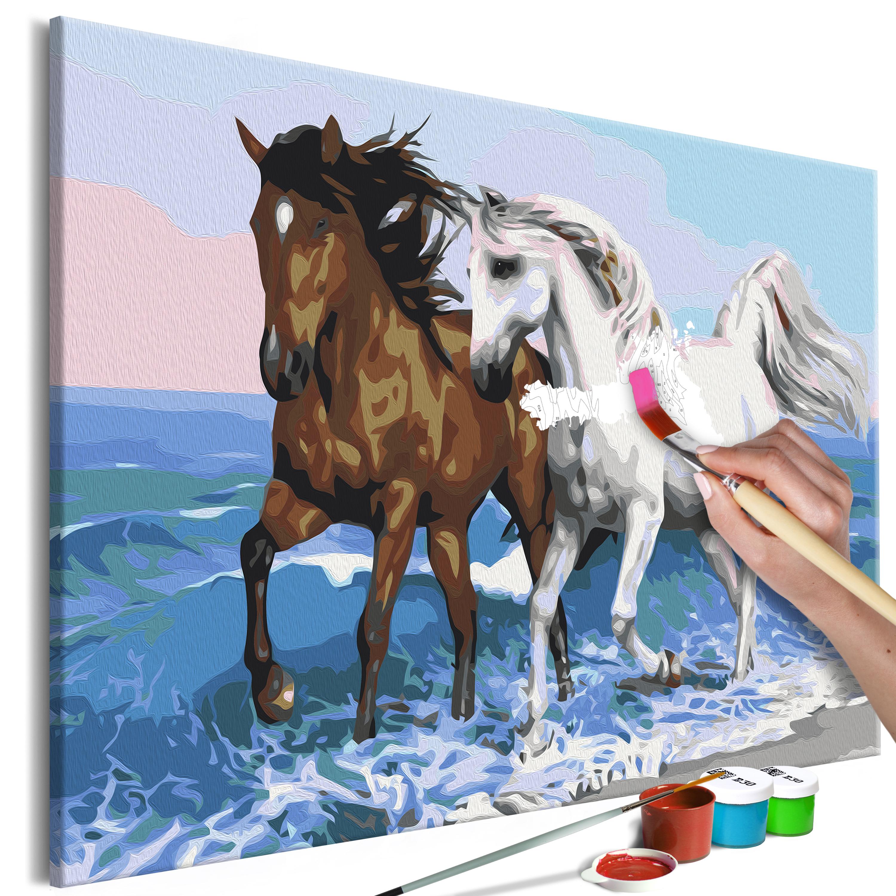 Mal selv billede - Horses at the Seaside 60 x 40 cm
