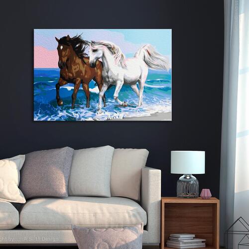Mal selv billede - Horses at the Seaside 60 x 40 cm