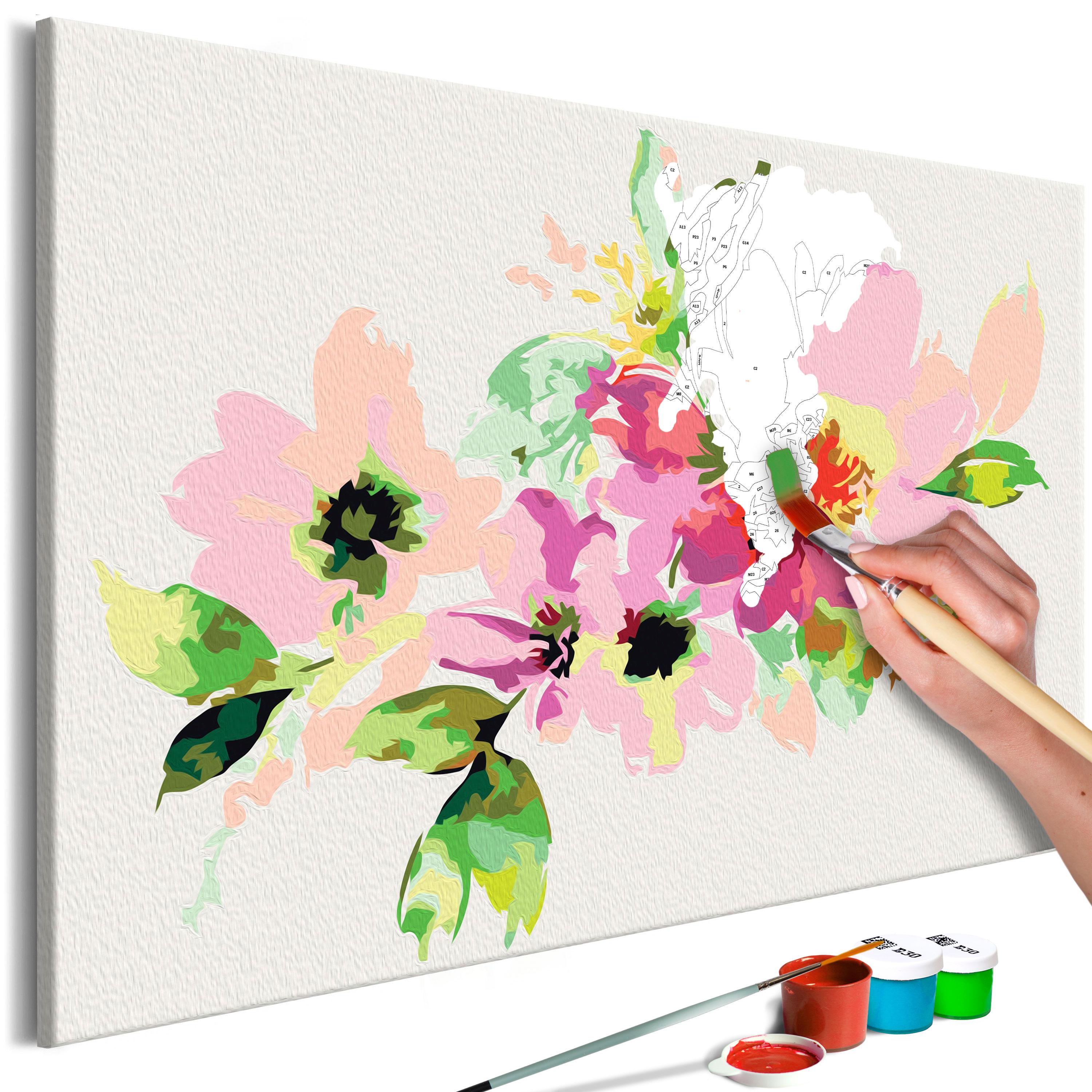 Mal selv billede - Colourful Flowers 60 x 40 cm