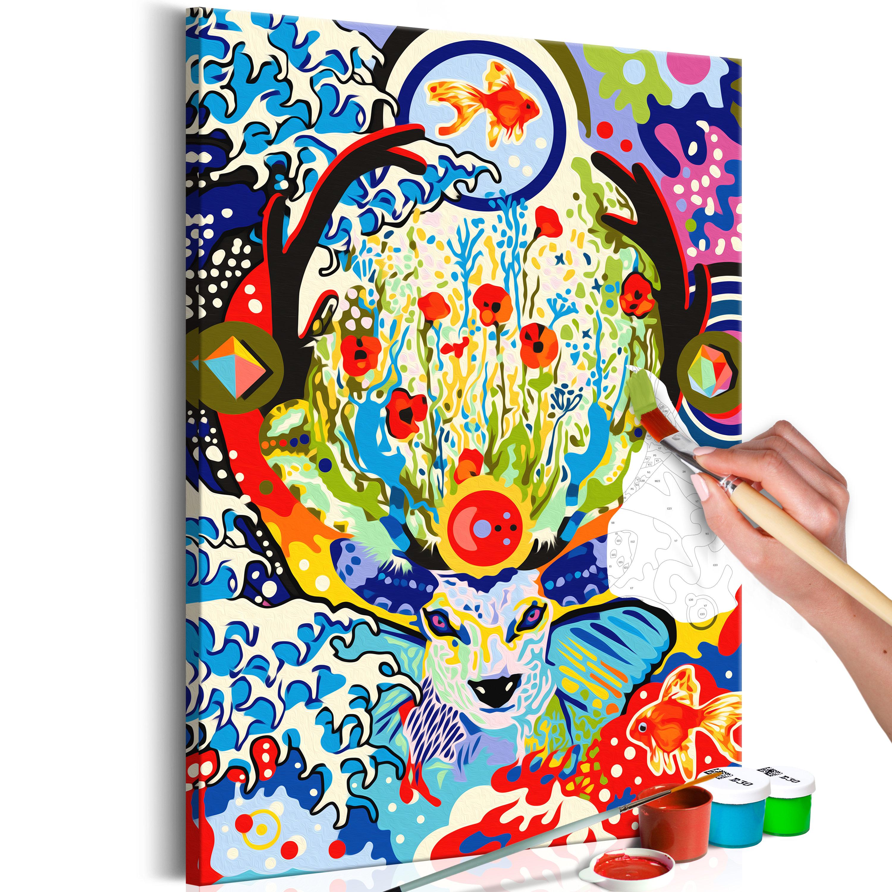 Mal selv billede - Deer and Flowers 40 x 60 cm