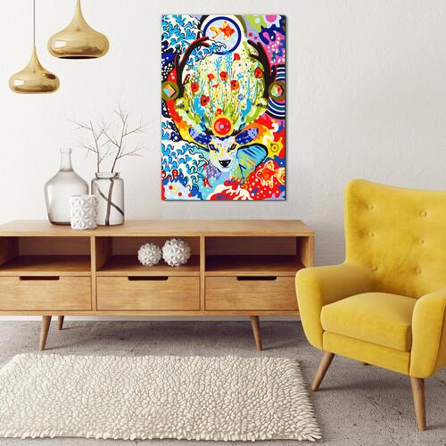 Mal selv billede - Deer and Flowers 40 x 60 cm