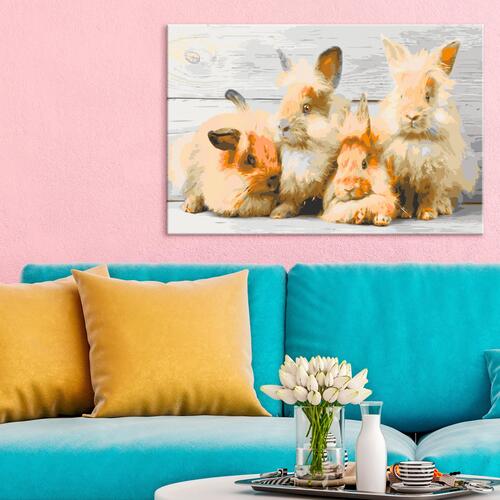Mal selv billede - Four Bunnies 60 x 40 cm