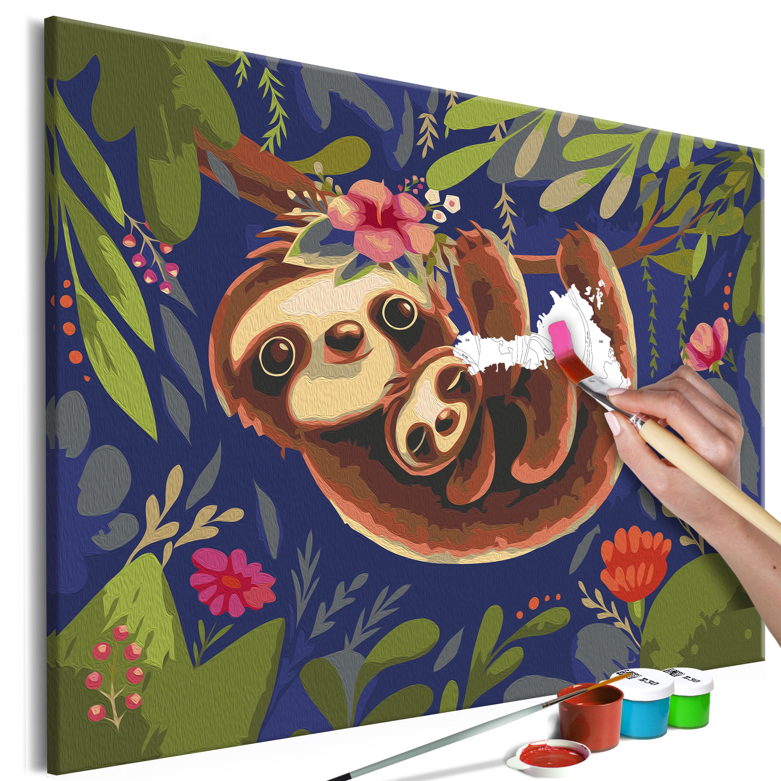 Mal selv billede - Friendly Sloths 60 x 40 cm