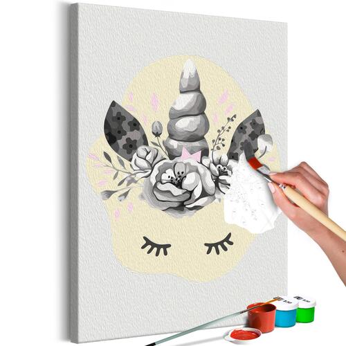 Mal selv billede - Rhino and Flowers 40 x 60 cm