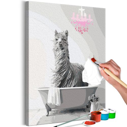 Mal selv billede - Lama in the Bathtub 40 x 60 cm