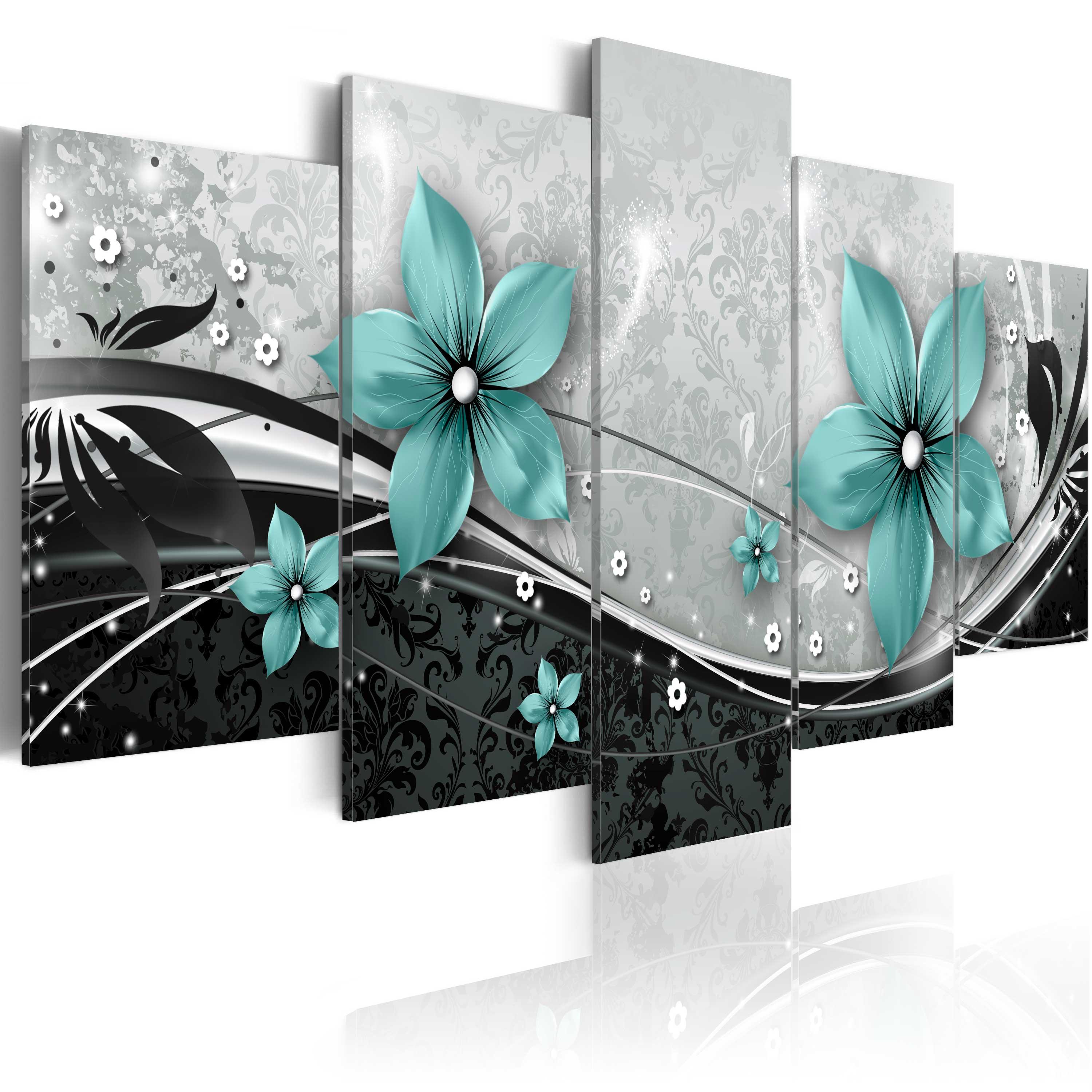 Billede - Turquoise flower of night - 225 x 112.5 cm - Premium Print