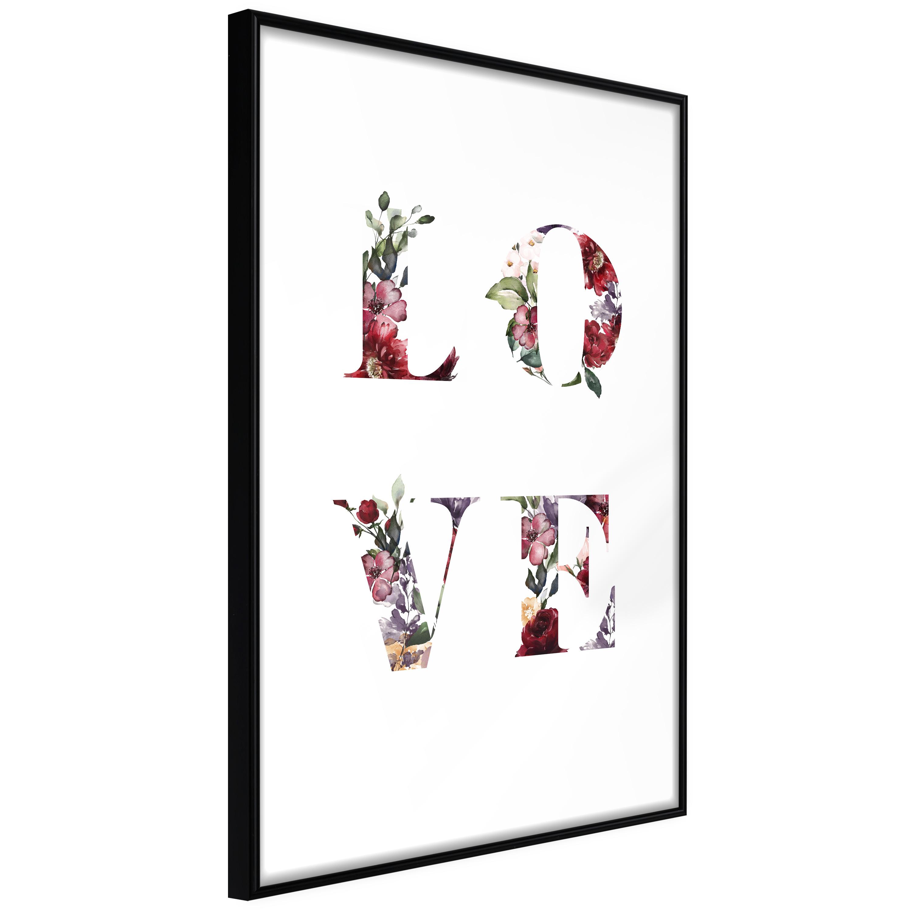 Plakat - Love in Flowers - 20 x 30 cm - Sort ramme