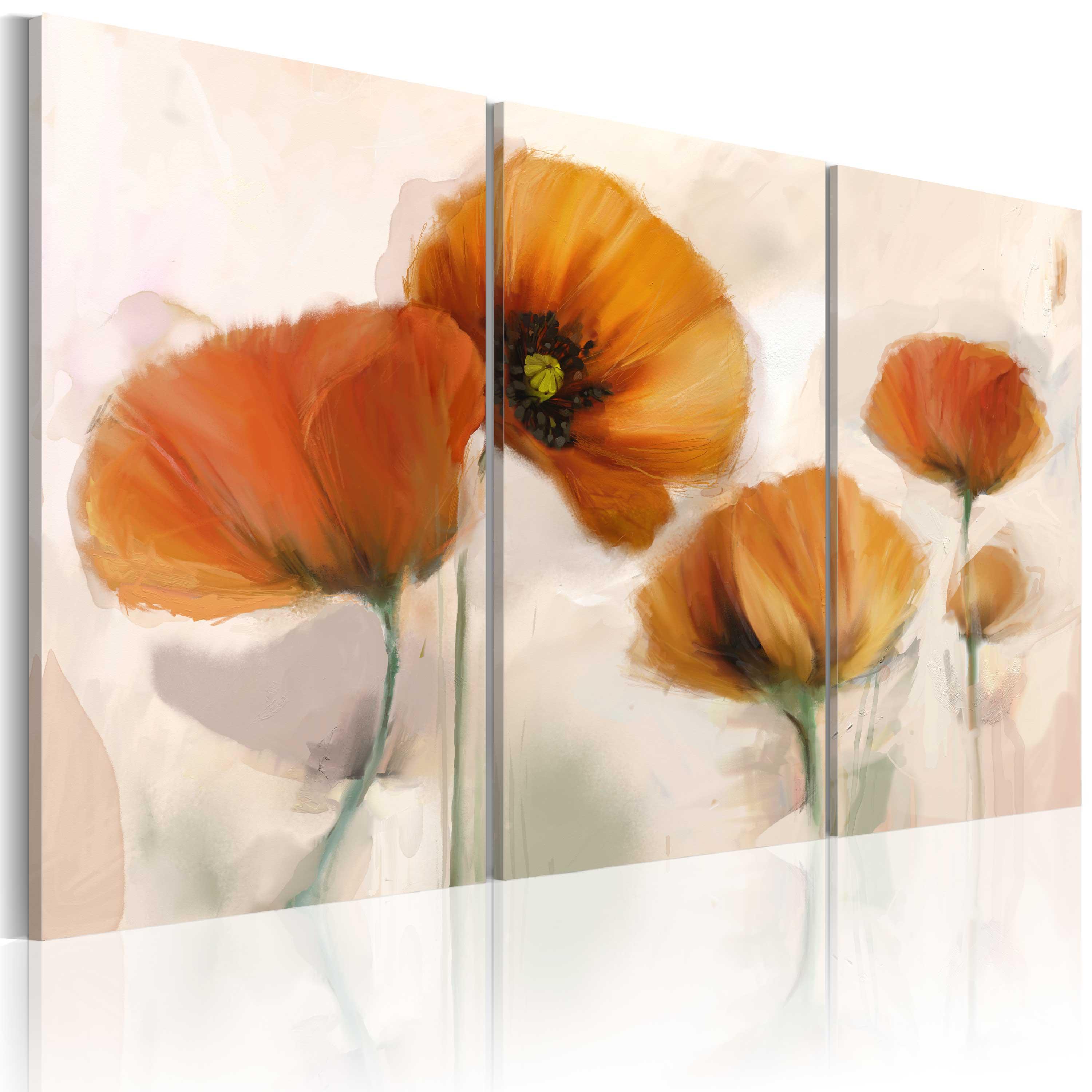 Billede - Artistic poppies - triptych - 90 x 60 cm - Premium Print