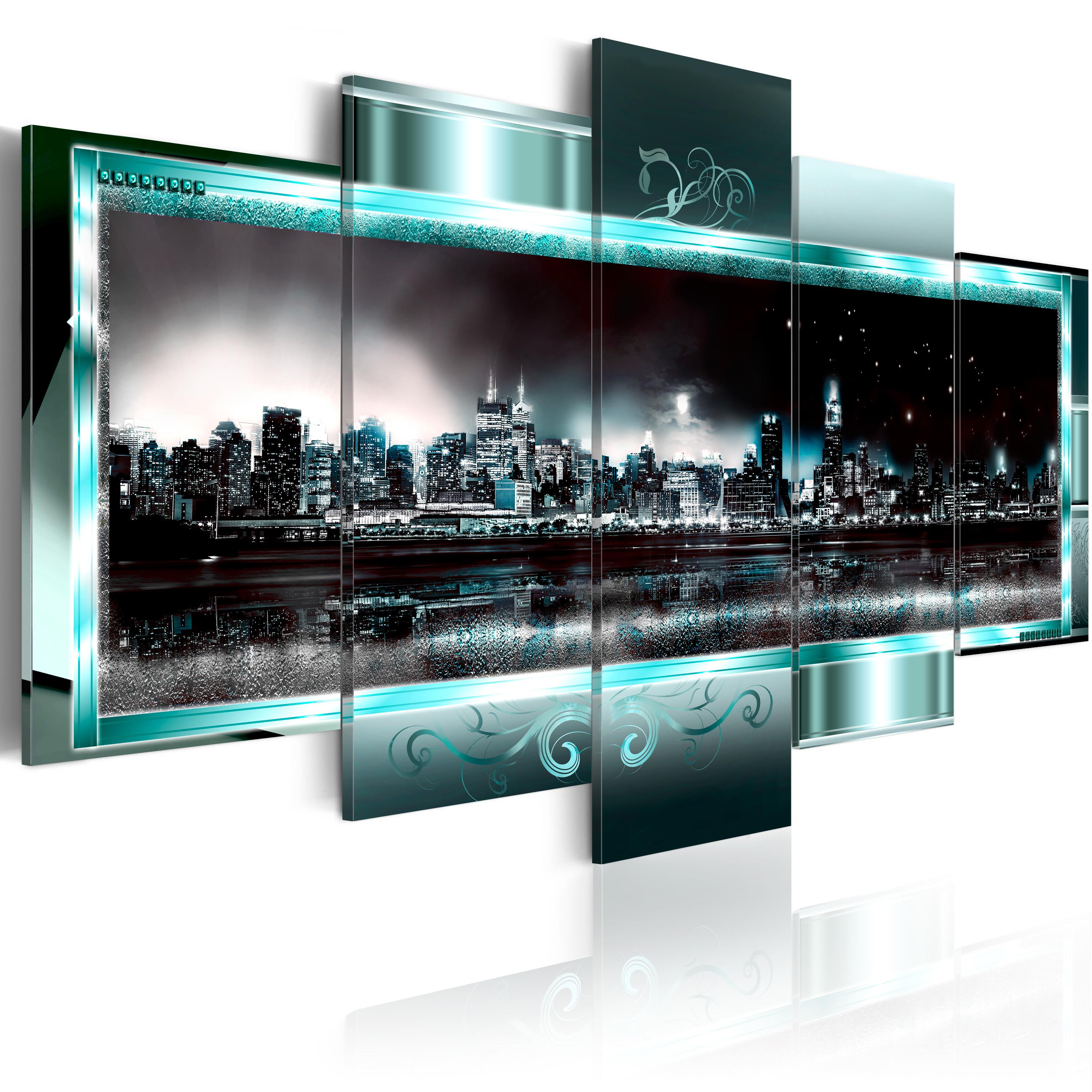 Billede -  Turquoise New York: Starry Night - 225 x 112.5 cm - Premium Print
