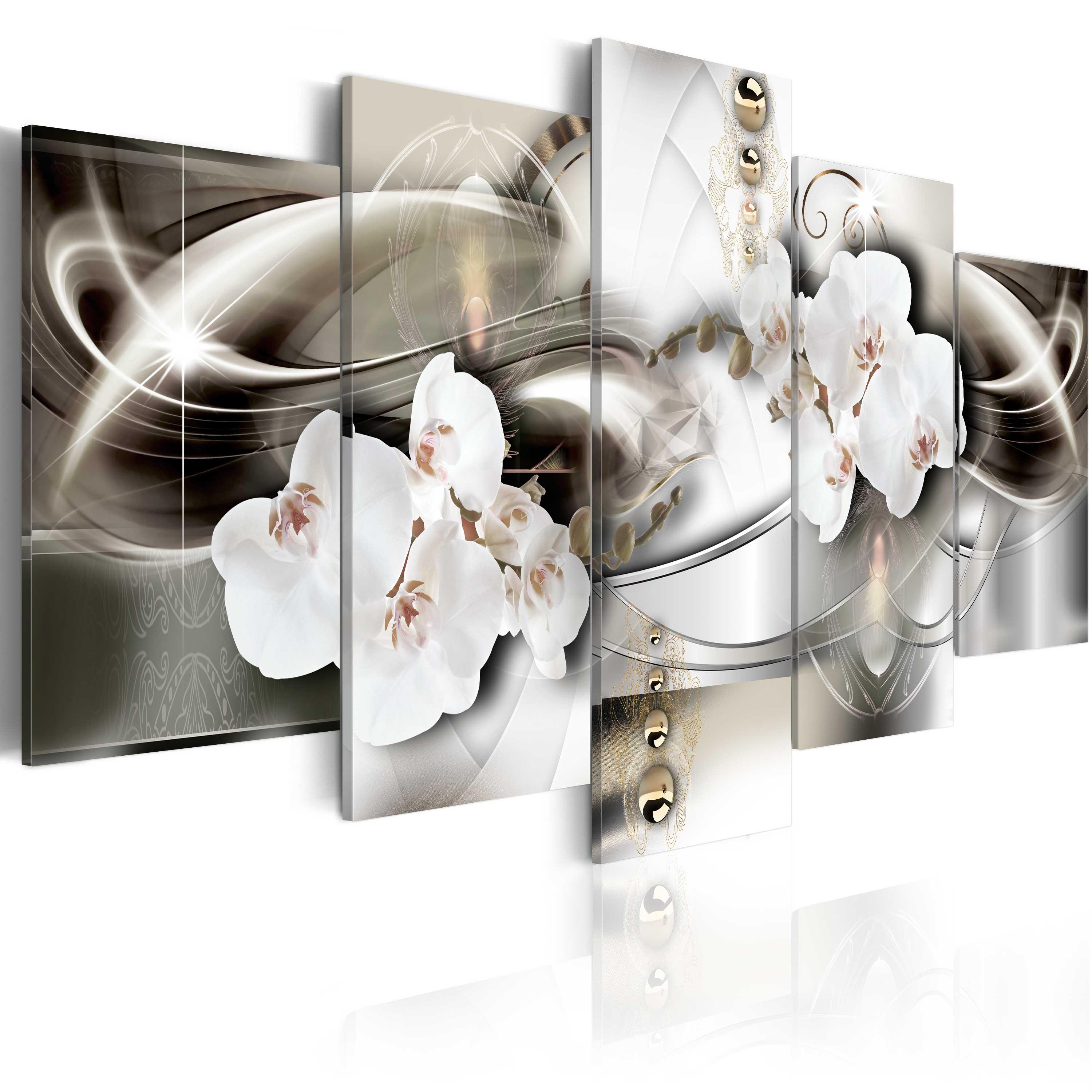 Billede - Orchids among the waves of gold - 225 x 112.5 cm - Premium Print