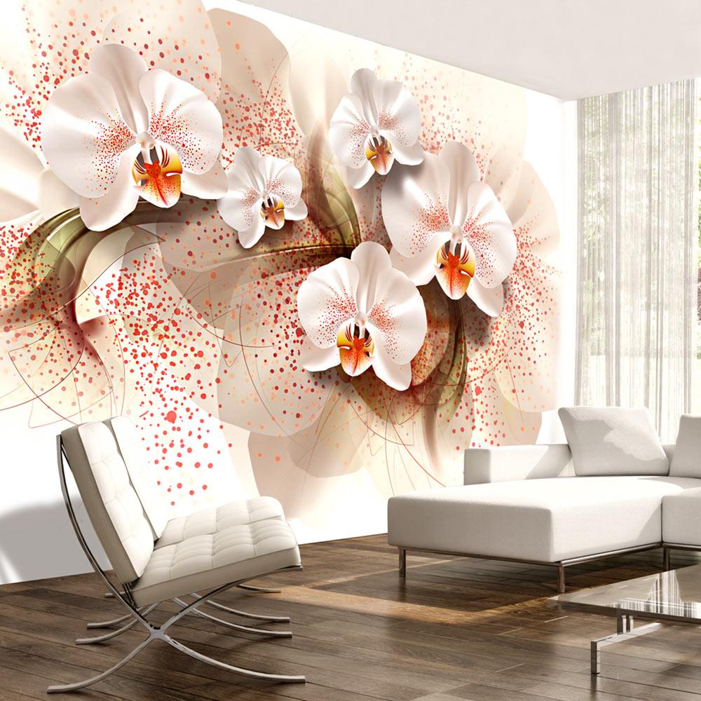 Fototapet - Pale yellow orchids - 98 x 70 cm - Selvklæbende