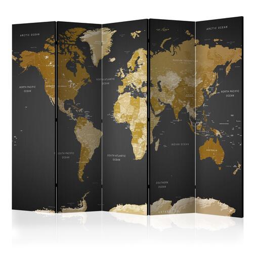 Skærmvæg - Room divider - World map on dark background