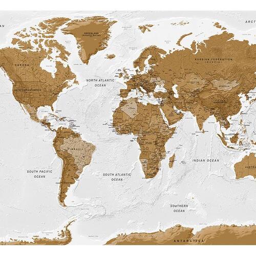 Fototapet - World Map: White Oceans