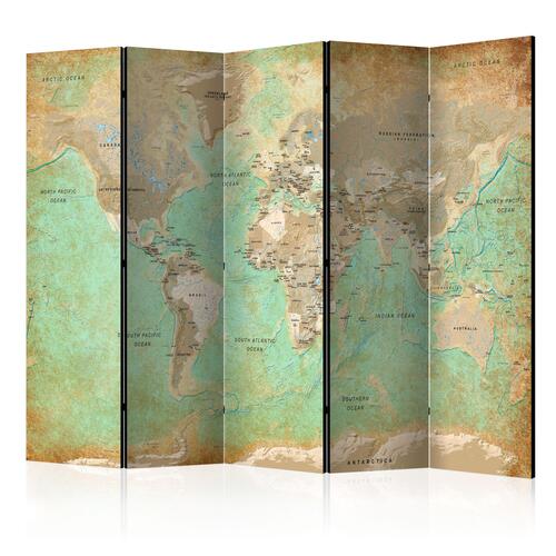 Skærmvæg - Turquoise World Map