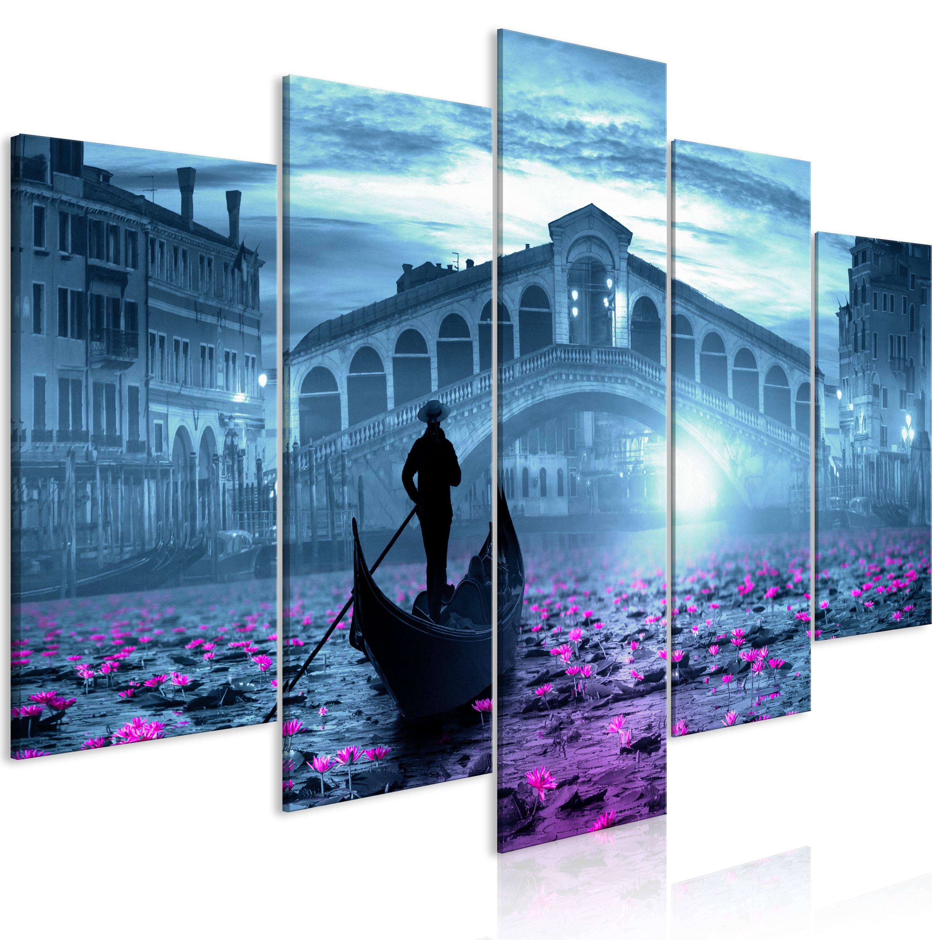 Billede - Magic Venice (5 dele) Wide Blue - 225 x 112.5 cm - Premium Print