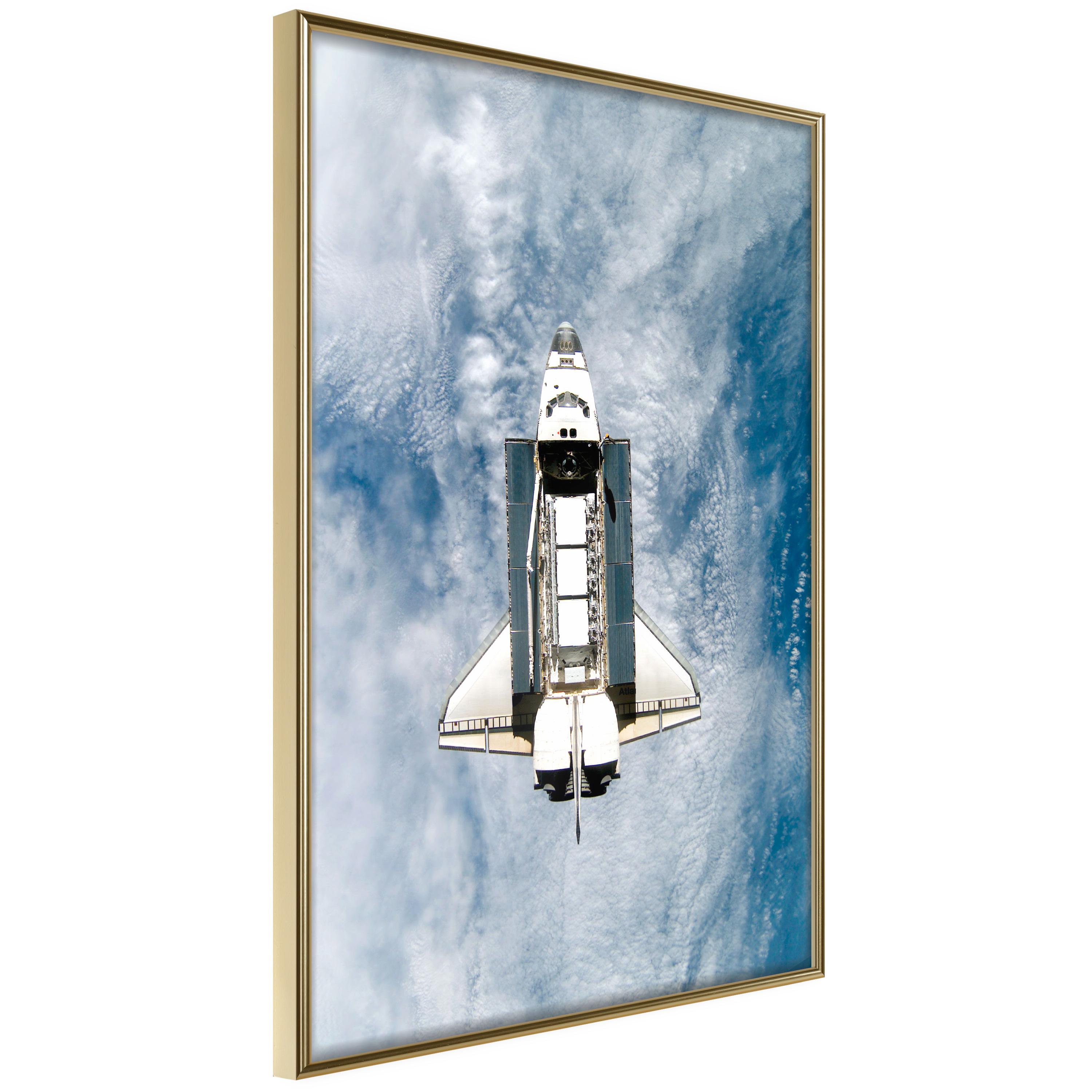 Plakat - Space Shuttle - 30 x 45 cm - Guldramme
