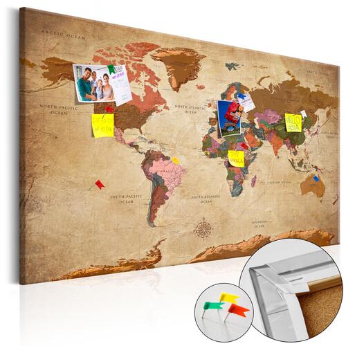 Billede på kork - World Map: Brown Elegance