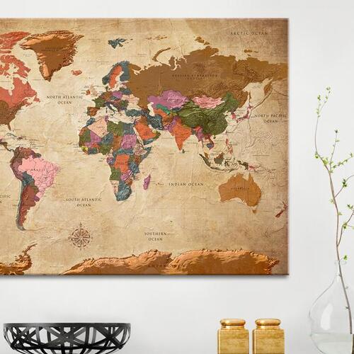 Billede på kork - World Map: Brown Elegance