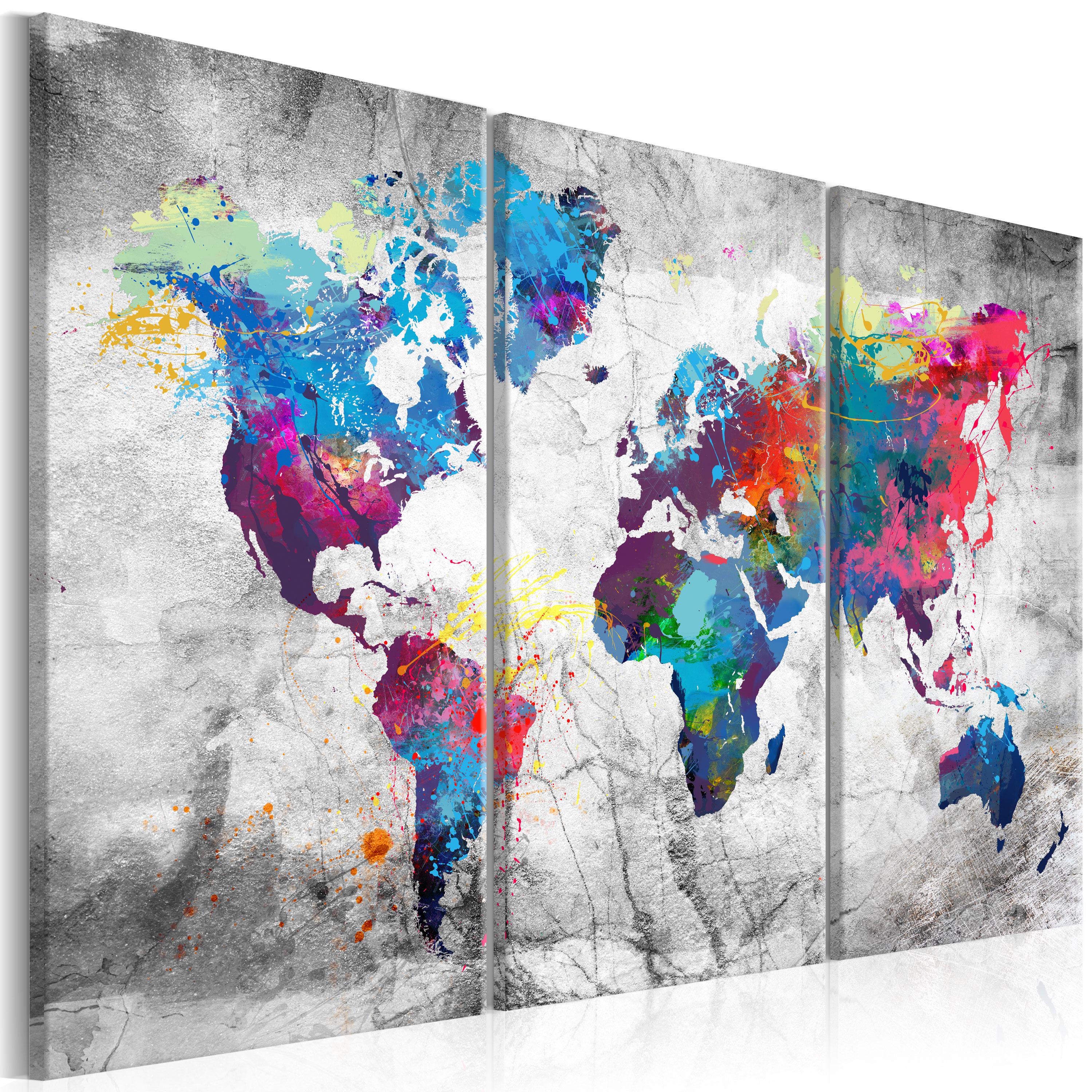 Billede - Maps: Grey Style - 120 x 80 cm - Standard