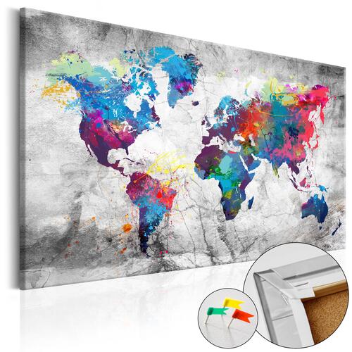 Billede på kork - World Map: Grey Style