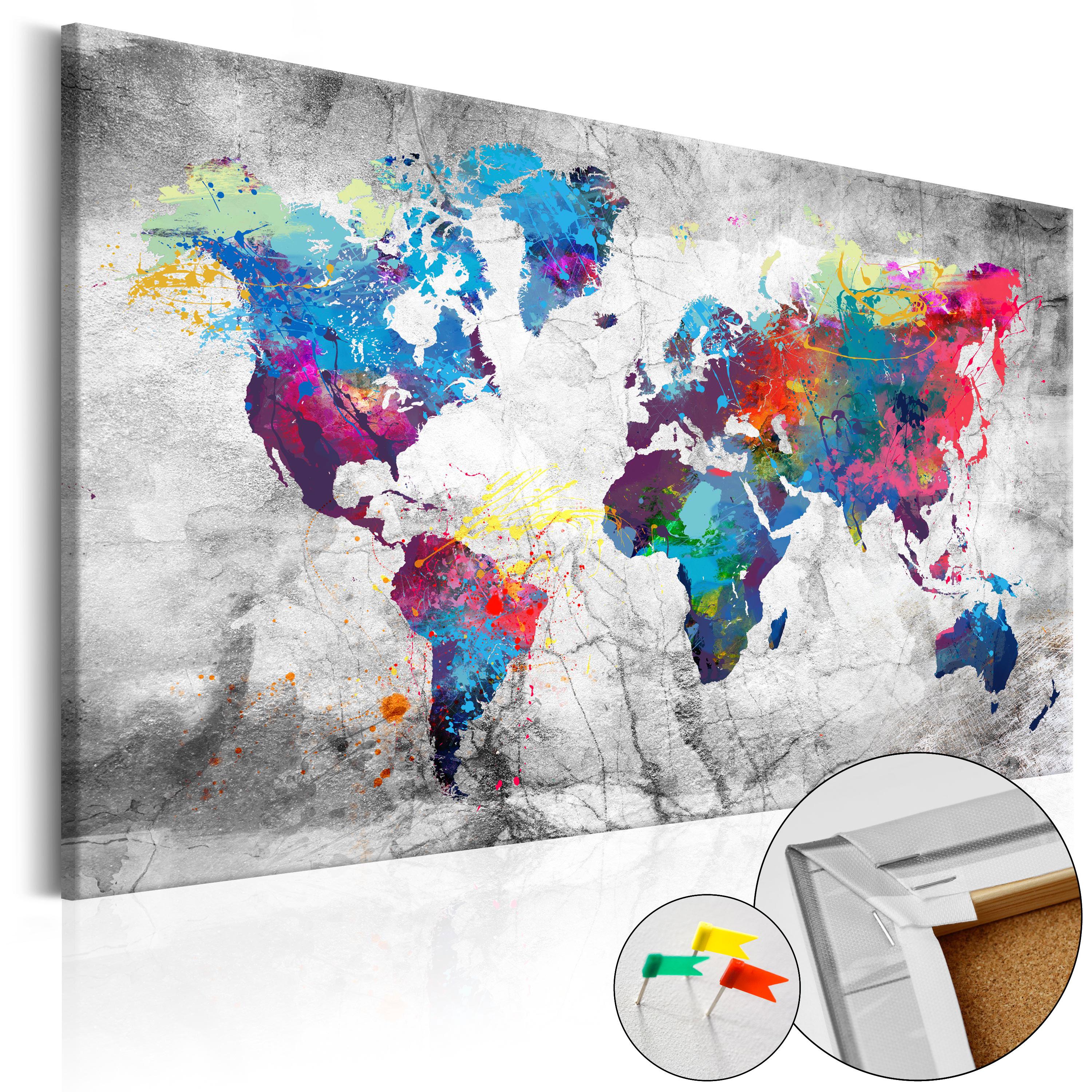 Billede på kork - World Map: Grey Style