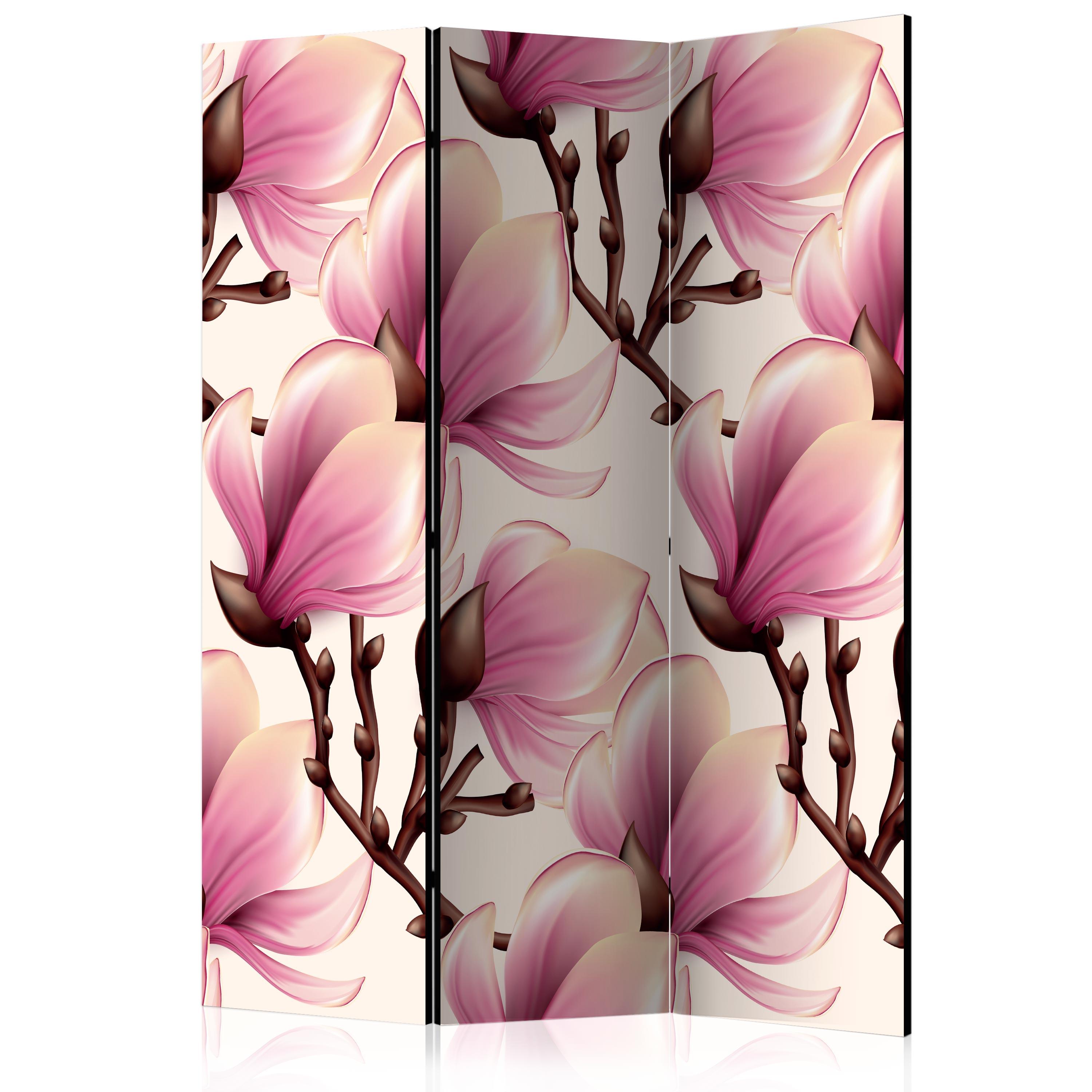 Skærmvæg - Blooming Magnolias - 135 x 172 cm - Dobbeltsiddet