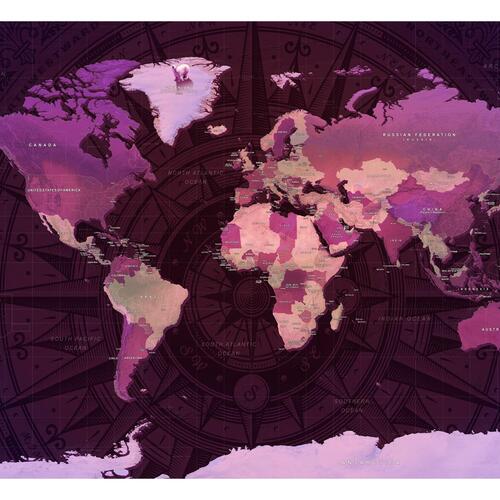 Fototapet - Purple World Map