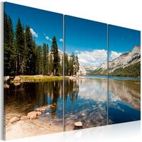 Billede - Mountains, trees and pure lake