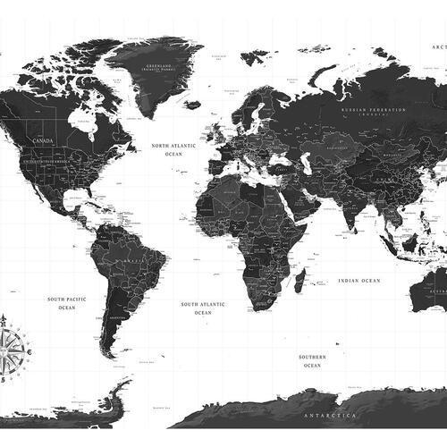 Fototapet - Black and White Map