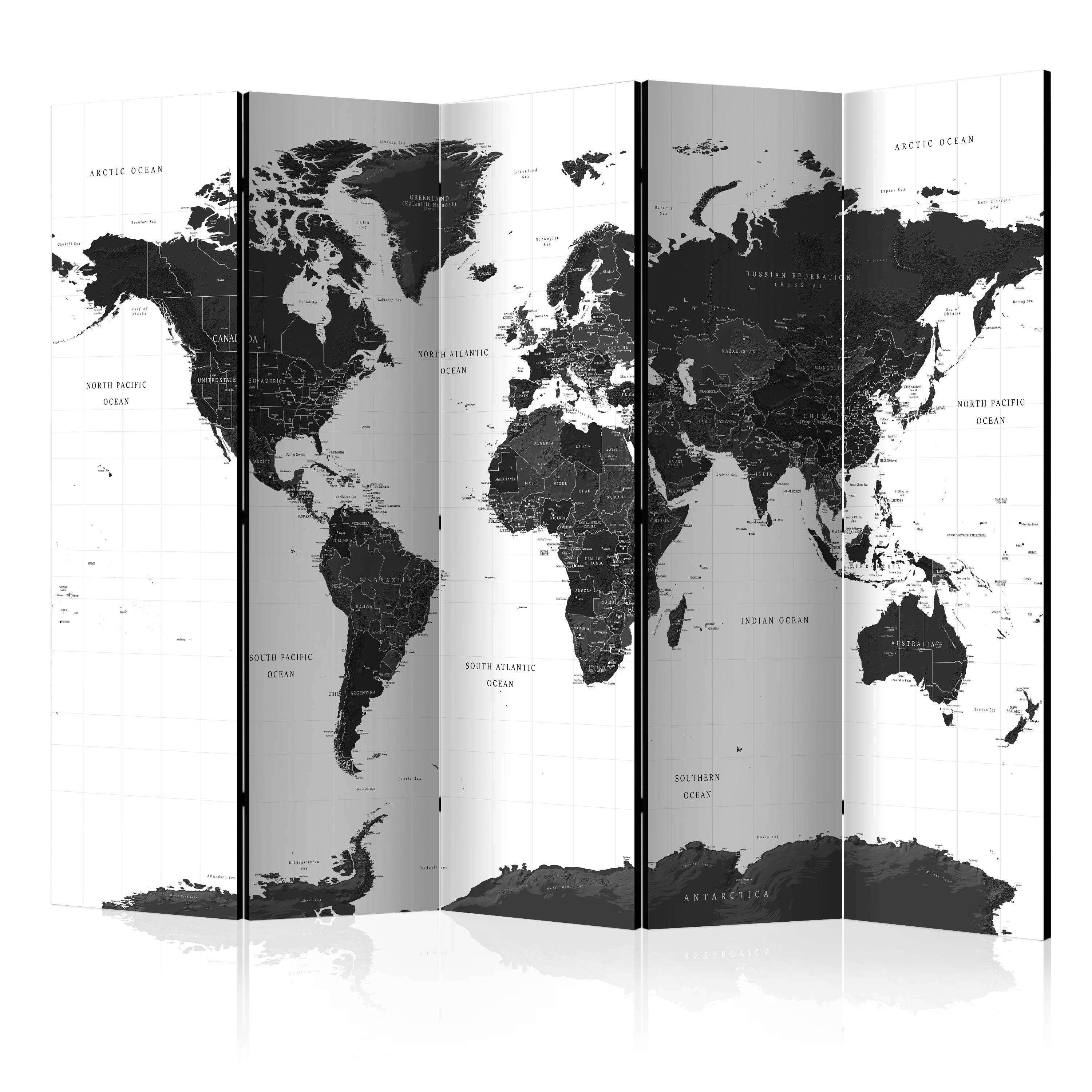 Skærmvæg - Black and White Map II