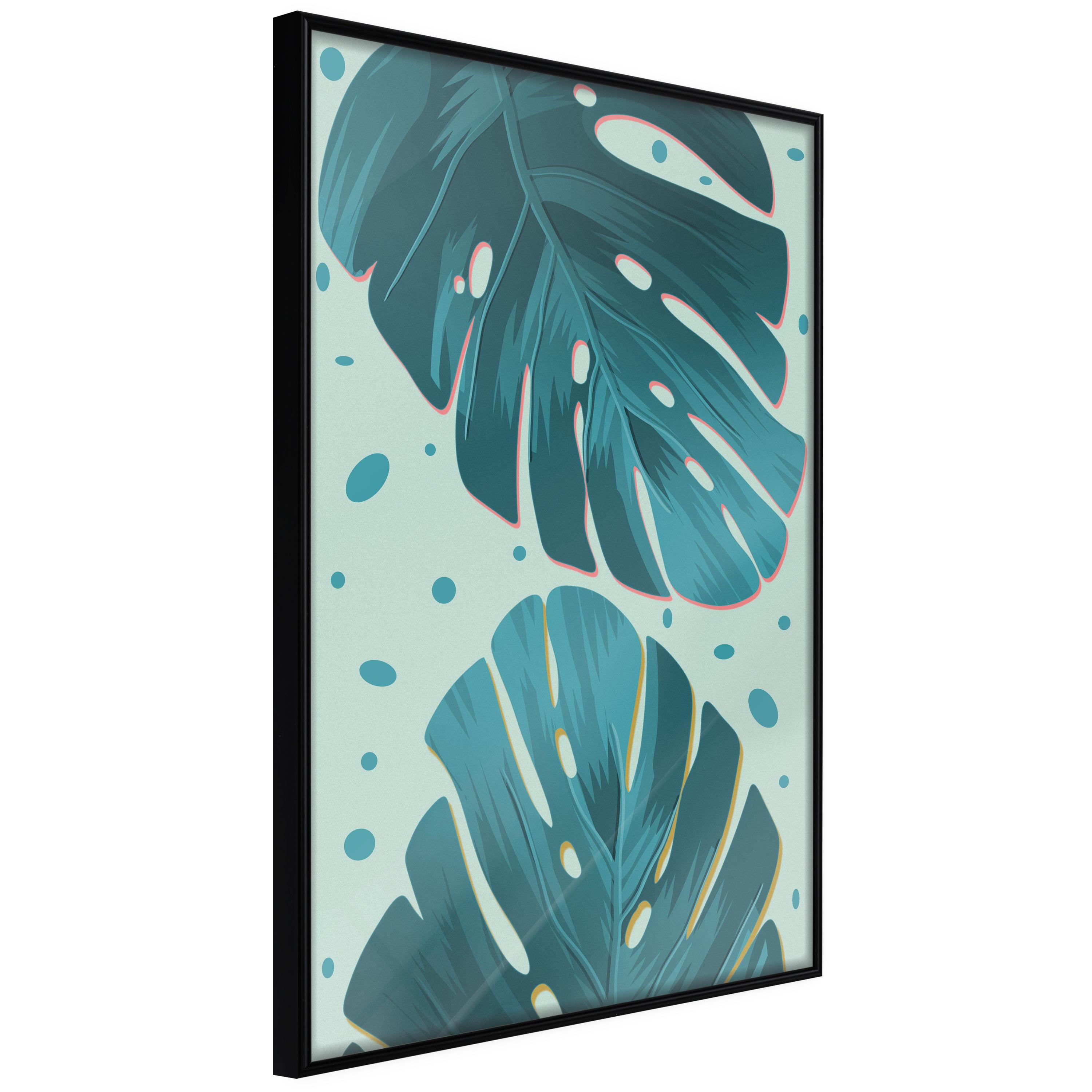 Plakat - Dewy Leaves - 30 x 45 cm - Sort ramme