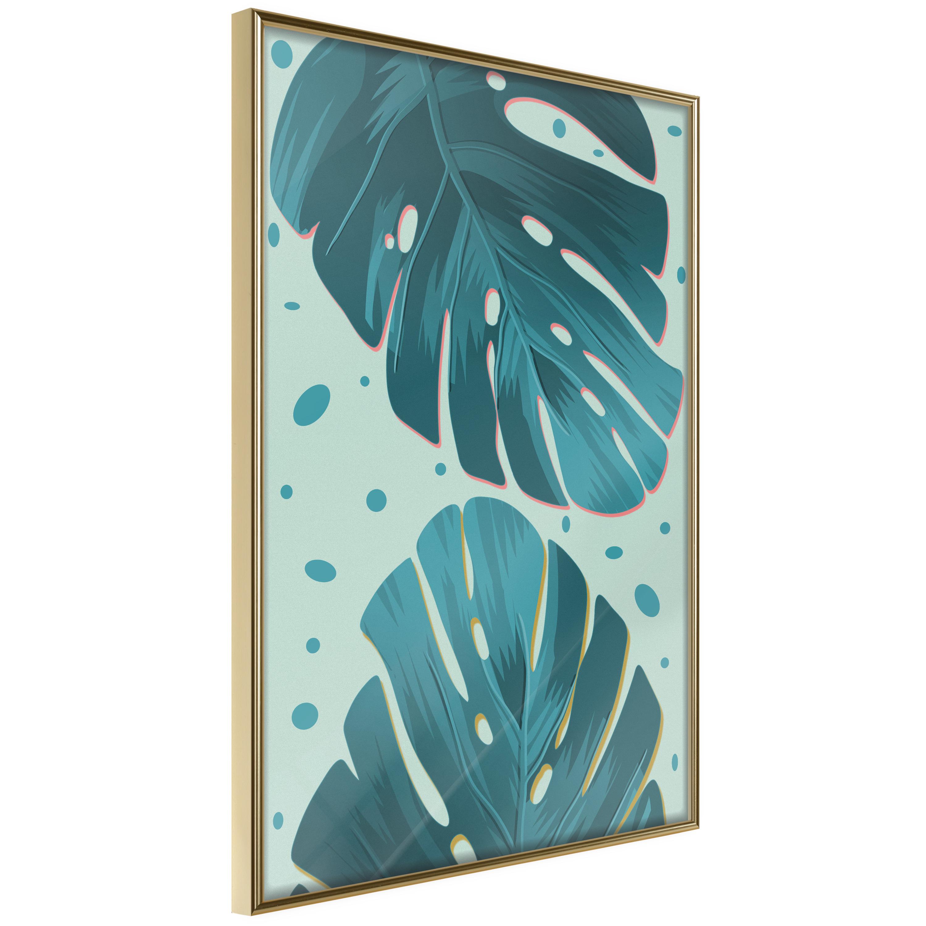 Plakat - Dewy Leaves - 40 x 60 cm - Guldramme