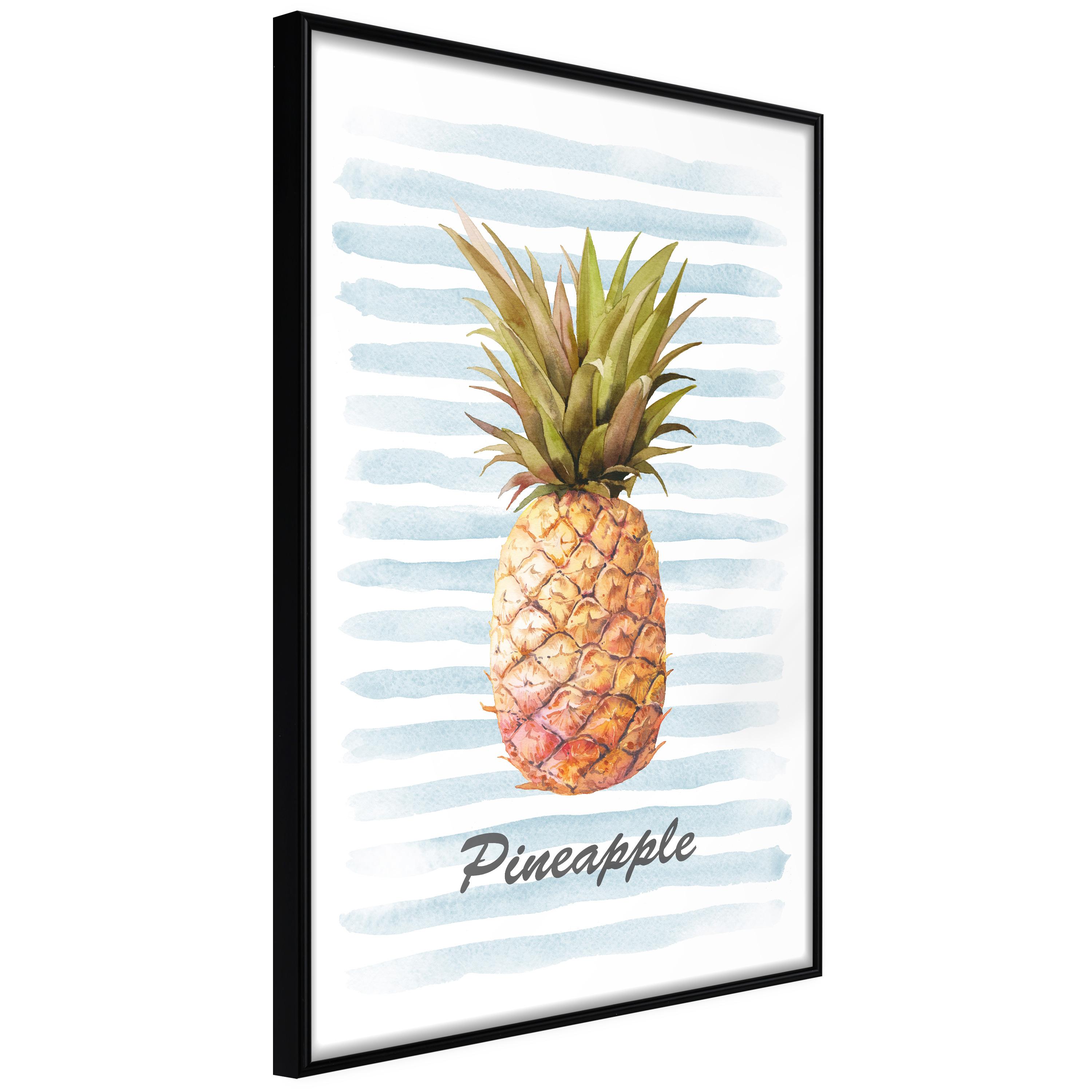 Plakat - Pineapple and Stripes - 30 x 45 cm - Sort ramme