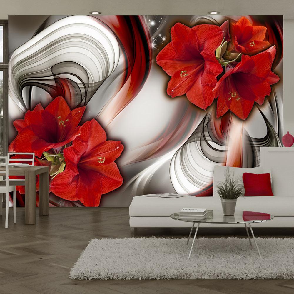 Fototapet - Amaryllis - Ballad of the Red - 245 x 175 cm - Selvklæbende