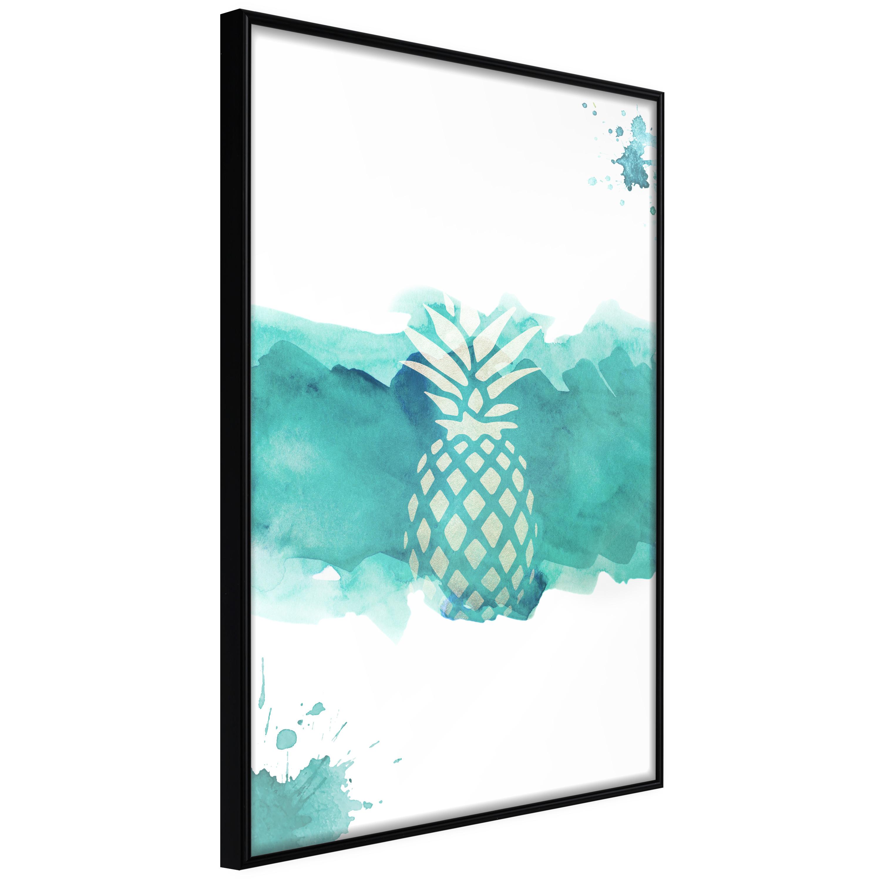 Plakat - Pineapple in Watercolours - 20 x 30 cm - Sort ramme