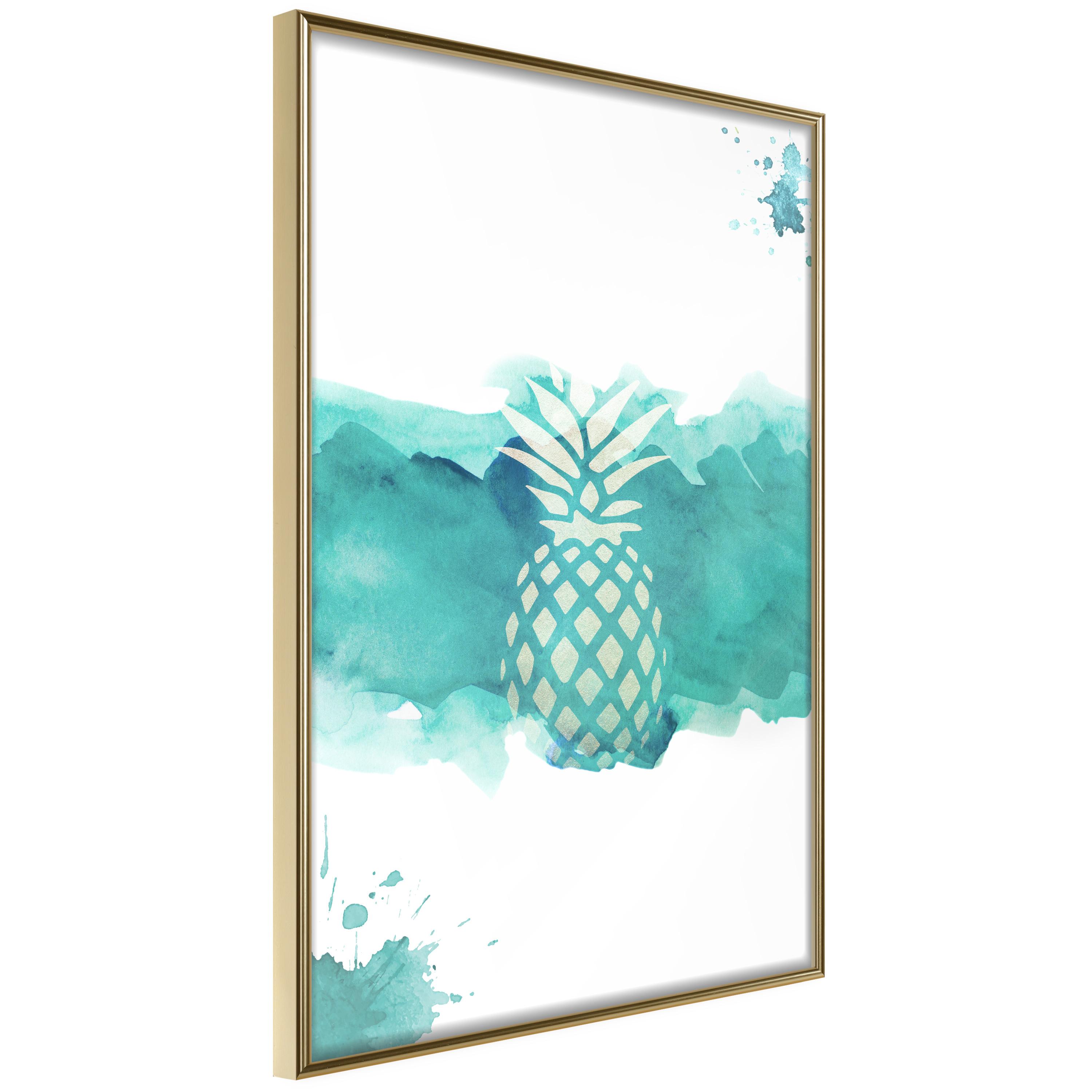 Plakat - Pineapple in Watercolours - 30 x 45 cm - Guldramme