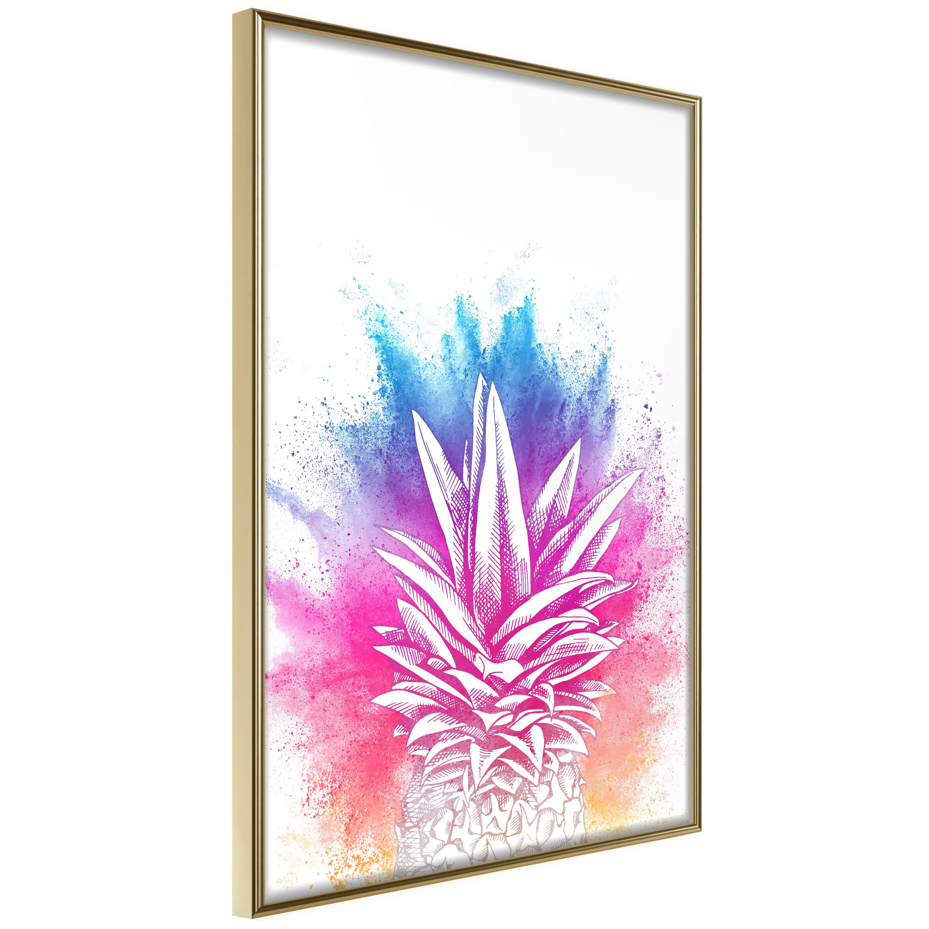 Plakat - Colourful Pineapple - 30 x 45 cm - Guldramme