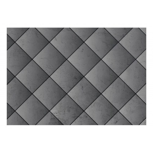 Fototapet Grå symmetri med geometrisk betonmønster og sorte fuger
