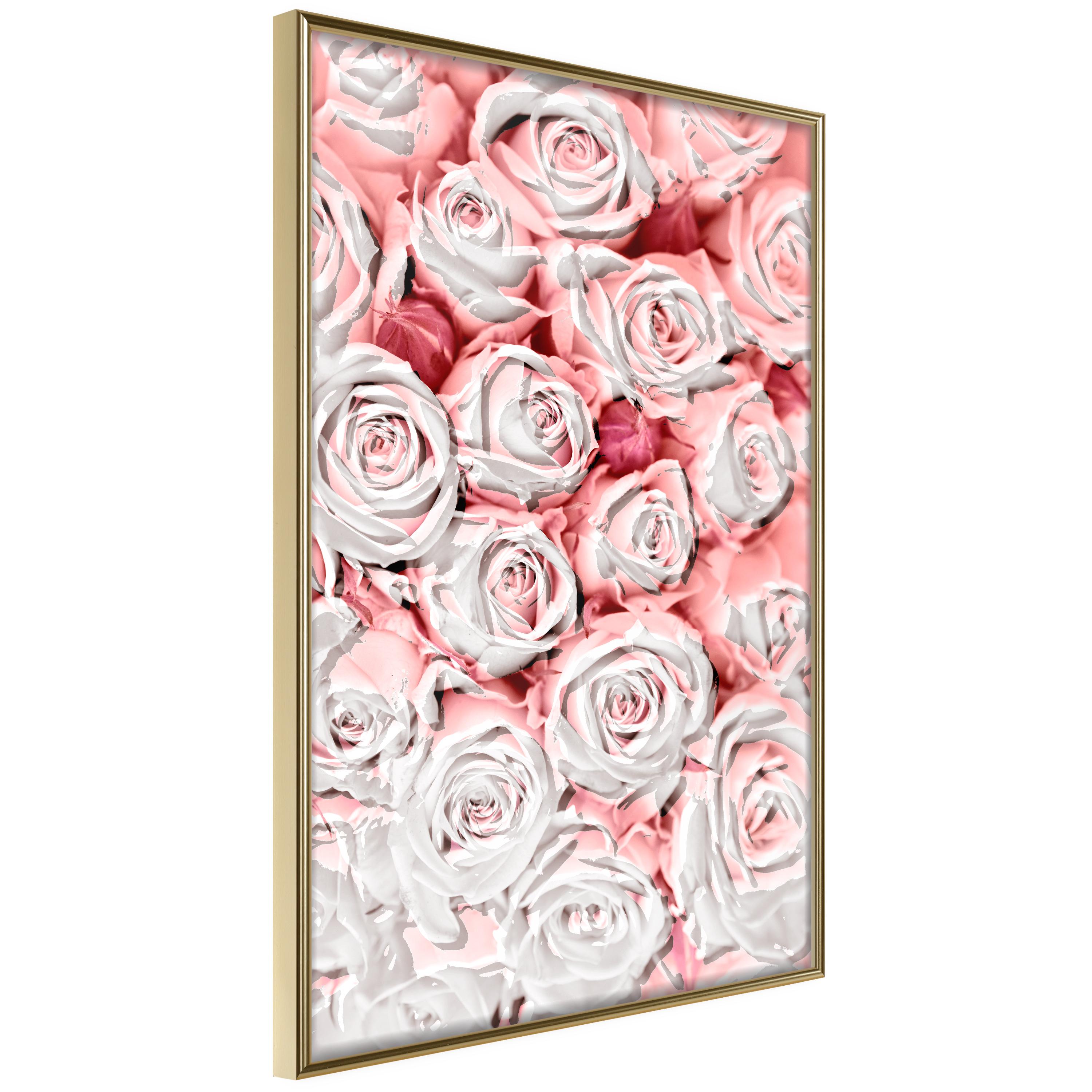 Plakat - White Roses - 20 x 30 cm - Guldramme