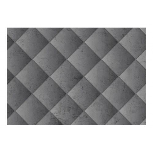 Fototapet Grå Symmetri - geometrisk betonmønster med lyse fuger